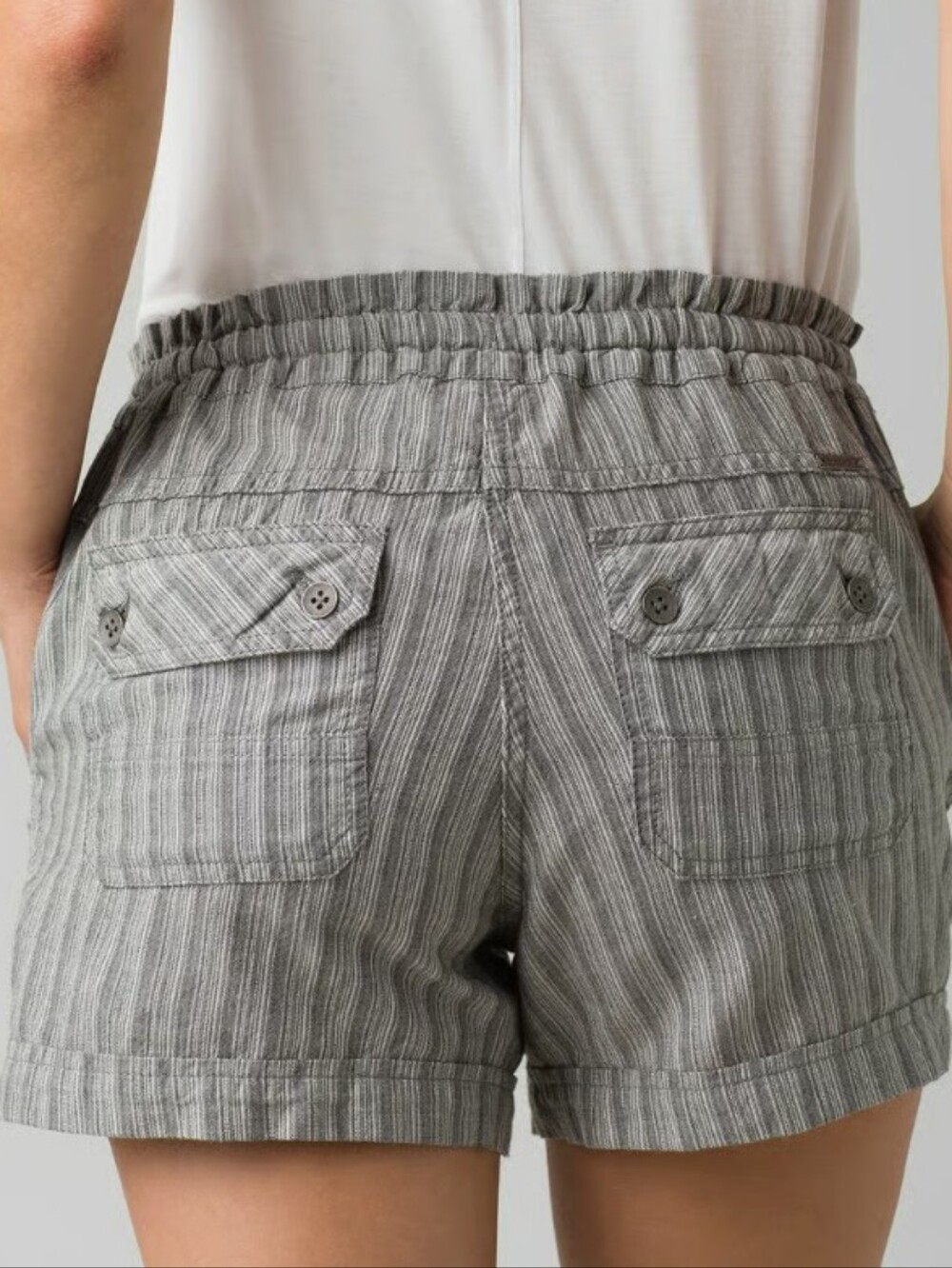 prAna Arlie Grey Striped 100% Cotton Shorts Outdoor Hiking, Size S